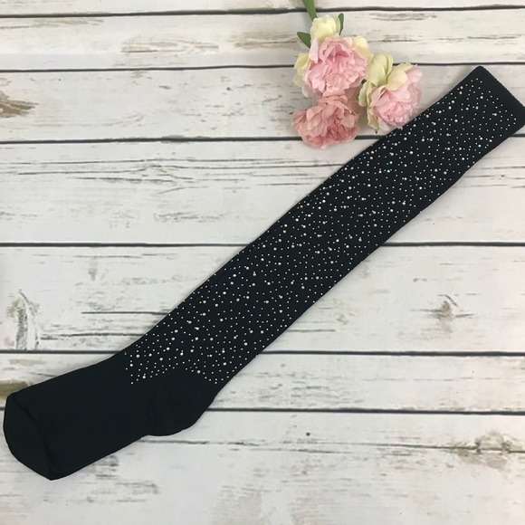 Sexy Black Rhinestone Over The Knee Bling Socks - Picture 5 of 10
